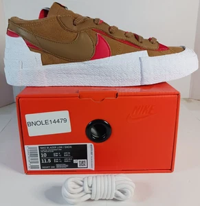 Nike Blazer Low x Sacai  Suede 'British Tan' Mens Size 10 New - Picture 1 of 7