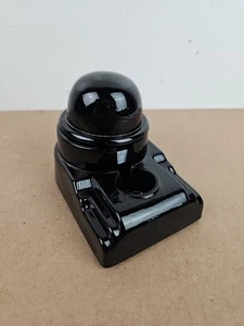 HTF Antique 1900s Art Deco Sengbusch Black Onyx Glass Inkwell Excellent - Picture 1 of 7