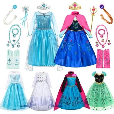 Prinzessin Kleider Mädchen Netz Pailletten Kleid Kinder Cosplay Frozen Schneekönigin Kostüme