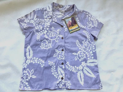 PATAGONIA «Pataloha» хлопок гавайская рубашка лаванда кнопка вверх размер 12 новый с ярлыками - Изображение 1 из 4