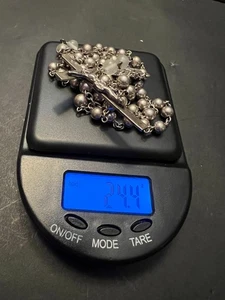 Vintage Sterling Silber Perlen katholischer Rosenkranz **LESEN** wurde repariert - Bild 1 von 17