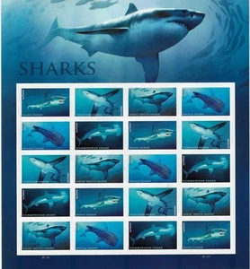 US SCOTT 5223 - 5227a SHEET OF 20 SHARK STAMPS FOREVER MNH - Picture 1 of 1