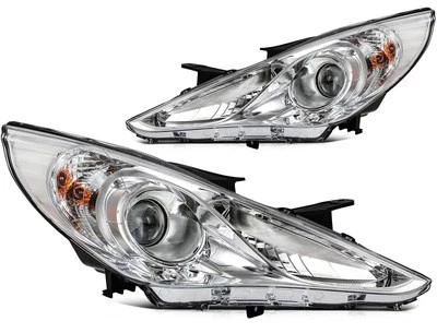 Pair Chrome Left+Right For 2011-2014 Hyundai Sonata LED Clear Headlights Lamps - Image 1 of 4