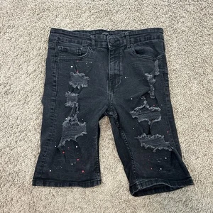 🔥Herren Forever 21 Denim Jeans Cut Off Shorts Gr. 32 schwarz distressed mit Taschen - Bild 1 von 10