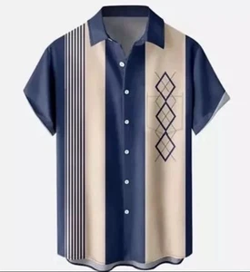 Shirt Size 3Xl Men Hawaiin 50’s Bowling Shirt Cuban Style Button Down - Picture 1 of 5