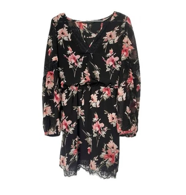 Белый дом черный рынок цветочный чистый платье размер 4 черный розовый скольжения подкладка - Изображение 1 из 4