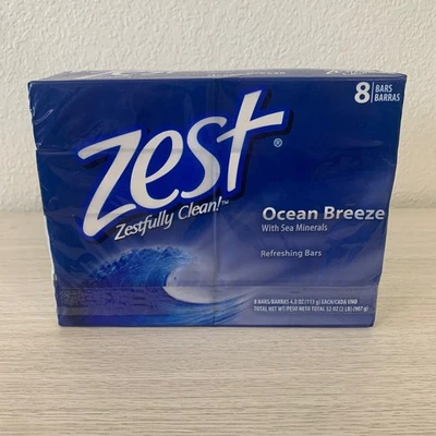 Zest Ocean Breeze Bar Soap 8 Bars Refreshing With Sea Minerals Discontinued - Image 1 of 3