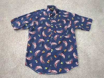 Vintage Tango by Max Raab Shirt Mens Large Blue Sailboat Nautical Made USA 90s - Image 1 of 4