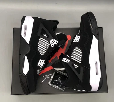 Jordan 4 Retro "White Thunder" Mid Top Men's Basketball Shoes-No shoebox - Image 1 of 4