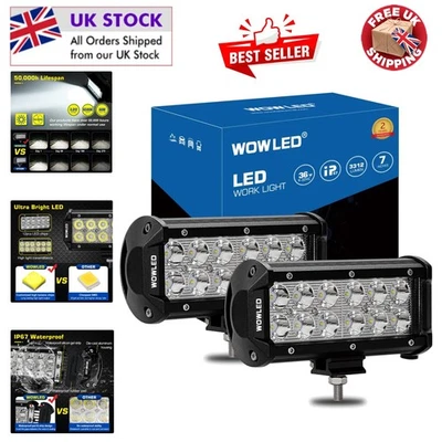 2 x 7 Inch 36W Waterproof LED Work Light Bar - Perfect for Off-Road Adventures - Image 1 of 4