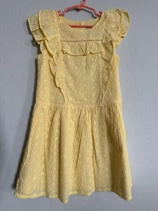 NWT janie and jack Ruffle Trim Eyelet dress size 7 Yellow/Easter - Picture 1 of 5