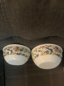 2 Enamel Mid Century Bowls 1975 Floral Tree Pattern MCM Kitchen, Retro Kitchen - Picture 1 of 3