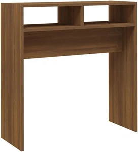 Compact Modern Console Table - Brown Oak, Space-Saving Hallway Storage - Picture 1 of 12