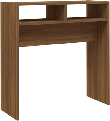 Compact Modern Console Table - Brown Oak, Space-Saving Hallway Storage - Image 1 of 4