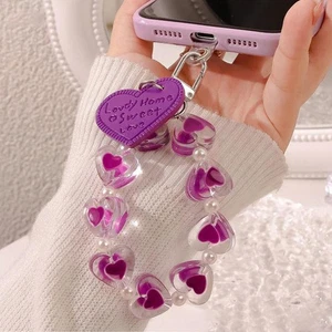 Crystal Love Heart Lanyard Anti-Lost Bracelet For Mobile Phone Case Wrist St-wa - Picture 1 of 18