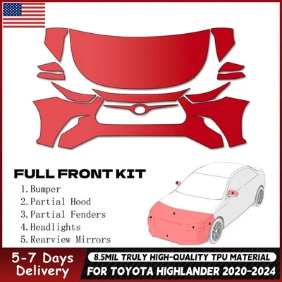 For Toyota Highlander 2020-2024 Precut Paint Protection Film Gloss Clear Bra PPF - Image 1 of 4