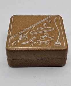 Vitrina de joyas vintage ~ color mostaza para hombre con forro de terciopelo borgoña - Imagen 1 de 16