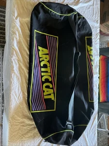 Vintage Arctic Cat Large Duffle Bag Black Green Pink Purple With Zipper Ripped - Picture 1 of 17