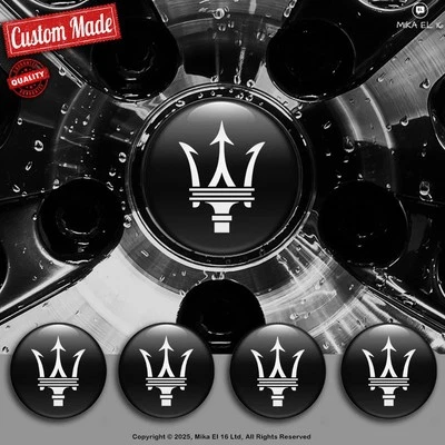 Juego de 4 calcomanías Maserati pegatinas de tapacubos centrales de silicona de gel 3D Foto 1 de 3