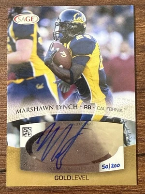 2007 Sage Marshawn Lynch Rookie Auto #'d /200 Gold Level RC Hand Numbered #A33 - Image 1 of 4