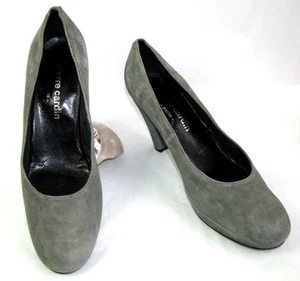 PIERRE CARDIN - Pumps Heels 8 CM Leather Velvet Gray 40 - Excellent Condition - Picture 1 of 6