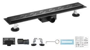CANIVEAU DE DOUCHE 70cm EN INOX BLACK MATT, STERFPUT DE DOUCHE, HAUTEUR AJUST... - Picture 1 of 8