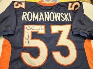 Bill Romanowski Autographed Pro Style Blue Jersey Stitched To Eric Stay Frosty - Picture 1 of 5