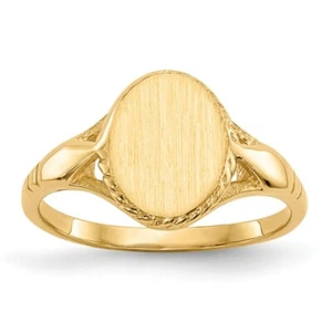 Real 14kt Yellow Gold 8.5x6.5mm Open Back Child's Signet Ring S:3 - Picture 1 of 7