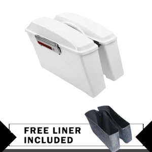 White Hard Saddlebags Fit For Harley Electra Street Glide Road King 1994-2013 12 - Picture 1 of 12