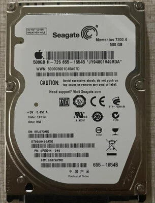 500GB Hard Drive High Sierra 2.5" MacBook Pro 2010 2011 2012 A1278 A1286 A1297 - Image 1 of 4