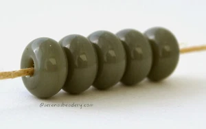 5 DECO GRAY * Lampwork Spacer Beads Glossy Glass Handmade Donut - Picture 1 of 2
