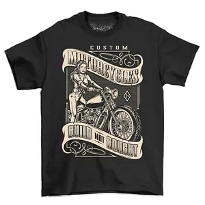 Men's Motorcycle T-Shirt Build Not Brought Service Girls Motorbike Tee Shirt Top - Picture 1 of 6