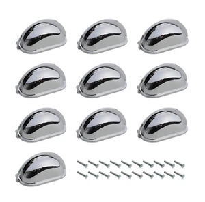 10er-Pack Chrom Schalenform Schrank Schublade Zug Tasse Griffe, 76 mm Schraubenabstand - Bild 1 von 16