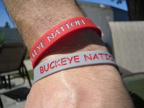 Ohio State Buckeyes Wristbands Bracelets NCAA "BUCKEYE NATION" Set of 2 Cover