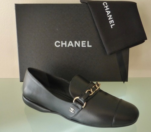 CHANEL Nuovo con scatola mocassini espadrillas abito SCARPE e sacchetto polvere taglia 38 Italia