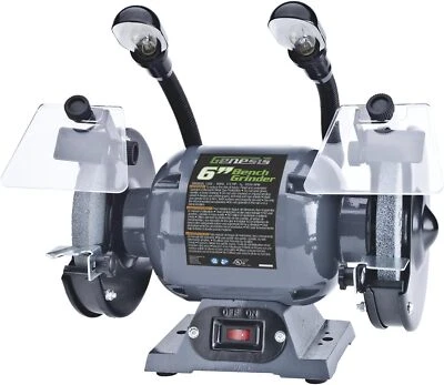Genesis GBG600L 6" Amoladora de Banco con Doble Luz Flexible y Protector de Ojos, Gris Foto 1 de 2