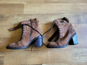 Geborene Damen 6 High Heel Braun Wildleder Stiefel Seitenreißverschluss TOP ZUSTAND - Bild 1 von 9
