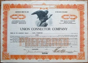 Union Connector Company 1918 Aktienzertifikat #14 - Bild 1 von 1