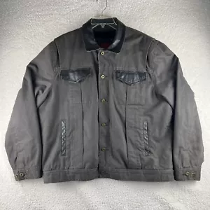Cole Haan Canvas Baumwollmantel Lammfellbesatz Herren Größe XL Truckerjacke - Bild 1 von 13