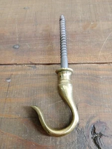 ANTIKER MITTELGROSSER MASSIVER MESSING DECKENHAKEN LEUCHTE KRONLEUCHTER - Bild 1 von 7