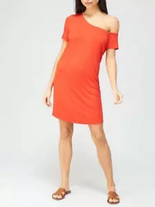 V by Very Off The Shoulder Jersey Tunic Mini Dress Red UK 12 BNWT - Picture 1 of 5