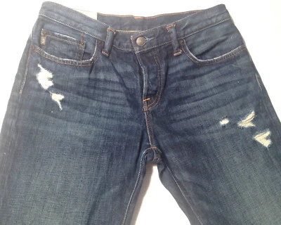 Abercrombie & Fitch Jeans SLIM STRAIGHT Destroy Indigo Size W32 L34 EUC Mens  - Image 1 of 4