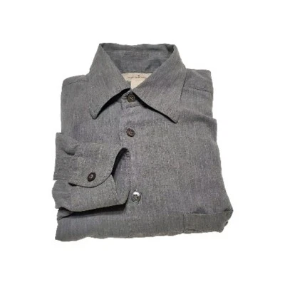 Ermenegildo Zegna Gray Men's Casual Long Sleeve Shirt Tencil Fabric Size Small  - Image 1 of 4