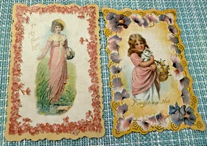 2 antichi biglietti di auguri vittoriani San Valentino 1900 circa condizioni accettabili - Foto 1 di 8