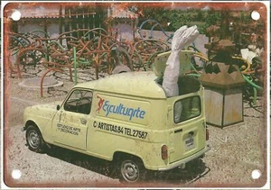 Vintage Renault 4 Furgoneta Auto Ad Reproduction Retro Look Metal Sign A1496 - Picture 1 of 2