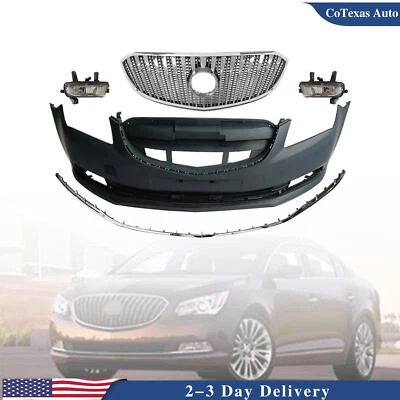 Fit for 2014 2015 2016 Buick LaCrosse New Black Complete Front Bumper Set - Image 1 of 4