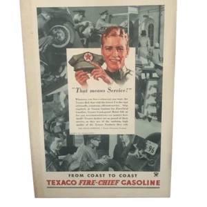 Vintage 1934 Texaco Fire Chief That Means Service Ad Advertisement - Picture 1 of 4
