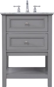 Bathroom Vanity Sink Contemporary Single Gray Brushed Nickel Silver Solid W - Picture 1 of 1