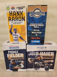 Milwaukee Brewers HANK AARON, PRINCE FIELDER, MOLITOR HADER Bobblehead Lot Of 4 - Imagen 1 de 2