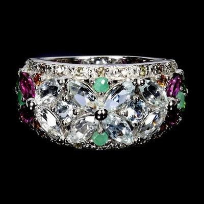 925 Sterlingsilber Ring Marquise Aquamarin Smaragd Saphir Edelstein Schmuck 9 - Bild 1 von 4